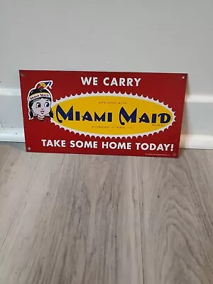 C.1950 Original Vintage Miami Maid Bread Sign Metal Store Display Grocery Dayton • $199