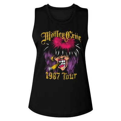 Motley Crue Girls Womens Tank Top 1987 Airbrush Cartoon Sleeveless Rock Band • $29.99