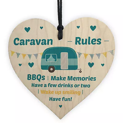 £3.99 • Buy Novelty Caravan Rules Sign Hanging Door Wall Plaque Family Gift Campervan Sign