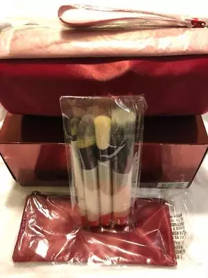 MAC 4 Piece Face￼ Brush Set ADORING CARMINE & Cosmetic Bag NIB Authentic • $64.88