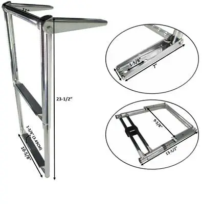 Pactrade Marine Boat Swim Stainless Steel 2 Step Telescopic Drop Ladder • $46.99