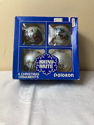 Vintage “Shiny Bright” Poloron Brand Christmas Bulbs Classic Christmas Scenes • $19.95