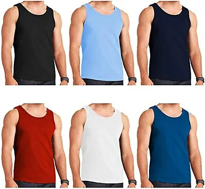 12 Pack Mens Plain Vest Multi Basic Regular Fitted Cotton Tank Top Plus Size 5XL • £24.99