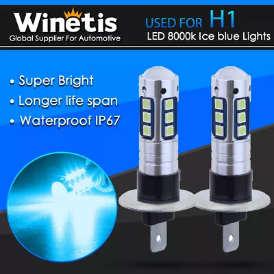 2x H1 8000K Ice Blue LED ICEBERG BLUE 15SMD Projector Fog Driving DRL Light Bulb • $13.91