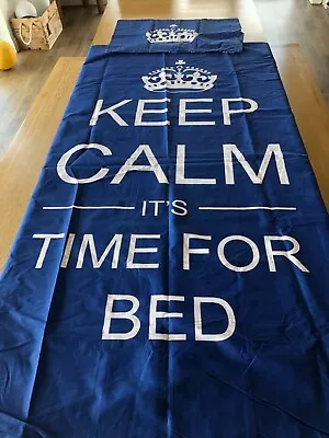 Red Single Bed Duvet And Pillow Set - “Keep Calm It’s Time For Bed” • £15