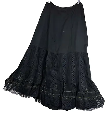 Antique 1900 Edwardian Fancy Lace Mourning Skirt Or Petticoat Witchy Goth • $69.99