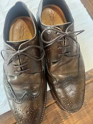 Martin Dingman Oxfords Dress Shoes Mens Size 9 Brown Leather Wingtip Lace Up • $30