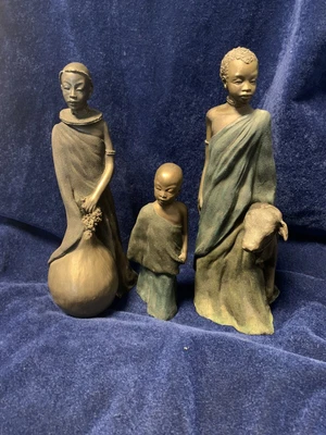£29.99 • Buy 3  Soul Journeys Maasai Bronze Style Figurines KAMAU And AMINAH And AZIZI Models