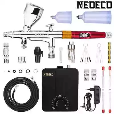 Dual-Action Airbrush With 30psi Auto Stop Compressor Kit Airbrush For Painting • $83.25