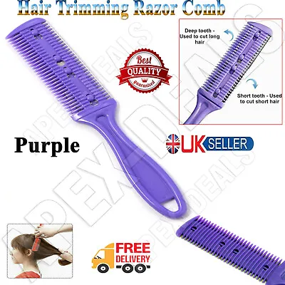Barber Hair Trimming Razor Comb Brush Trim Thinning Cutting Grooming Double Side • £2.84