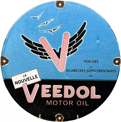 Vintage Flying A Veedol Motor Oil Porcelain Sign Gasoline Station Gas Pump Plate • $116.38