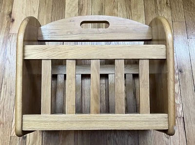 $94.99 • Buy Vintage Double Sided Solid Oak Wood Magazine Rack Holder Caddy 16” X 10” X 14”