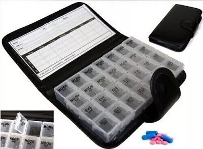 7 Day Weekly Daily Large Pill Box 28 Slot Medicine Organizer Storage Dispenser • £4.55