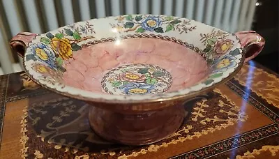 Maling Peony Rose - Rose Waved Lustre 1950's Footed Dish Twin Handle 6562 • £25