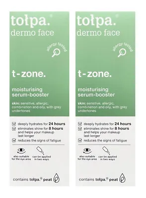 2 X TOLPA Dermo Face T-Zone Moisturising Serum Booster 75 Ml (Exp: 05/2023) • £5