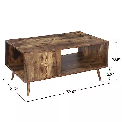 Rectangular Coffee Tee Table Wooden Open Storage Shelf For Living Room Furniture • $52.19