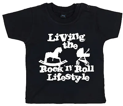 Funny Baby T-Shirt  Living The Rock N Roll Lifestyle  Boy Girl Clothes • £10.95