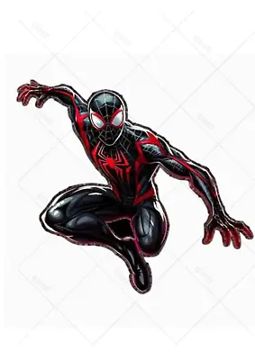 3 4 5   & 6  Spiderman Miles Morales Pre Cut Edible Cake Topper • £3.29