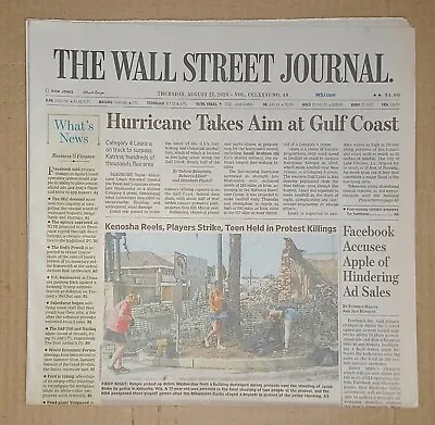 $11 • Buy The Wall Street Journal Newspaper August 27 2020 Hurricane Laura Kenosha