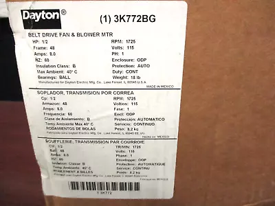 $175 • Buy New Dayton 3k772bg Belt Drive Fan& Blower Motor 1/2hp 115v 1725 Rpm
