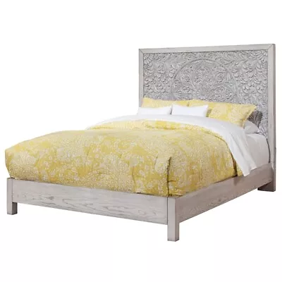 Origins By Alpine Aria Standard King Wood Panel Bed In Weathered Light Gray • $916.99