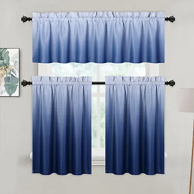 $12.99 • Buy Bathroom Curtain Valance Window Ombre Rod Pocket Valance Window Curtain Blackout