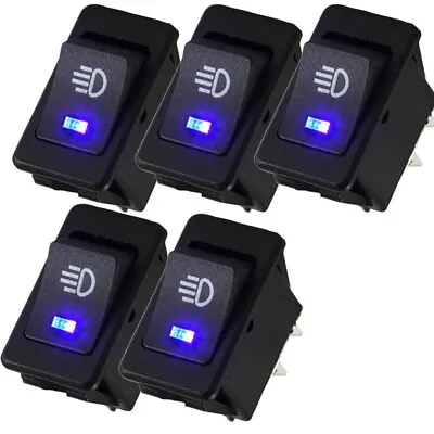 $24.83 • Buy 5X Auto Car Fog Light Rocker Toggle Switch Blue 12V 35A LED Dashboard Sales Kits