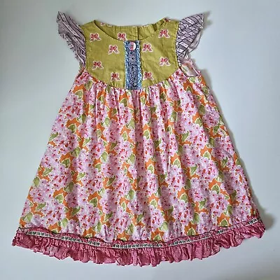Matilda Jane 6 Vintage Happy Floral Platinum Flutter Dress LA1-143 • $25.49