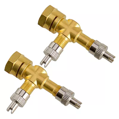 Hot 2pcs TPMS Valve Tee Adapter 3-way Pure Copper Motorcycles Automobiles Car • $15.22