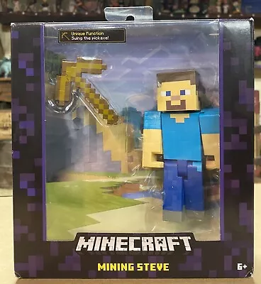 2015 Minecraft Mining Steve 5  Figure W/pickaxe Rare New In Box • $14.99