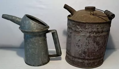 Vintage Galvanized Metal Oil Can Pour Spout & Delphos Gas Can 1 Gallon • $19.99