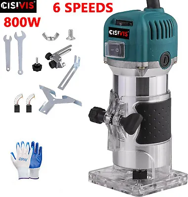 New 800W 6 Speeds Adjustable Electric Hand Woodworking Trimmer Palm Router Kit • £22.99