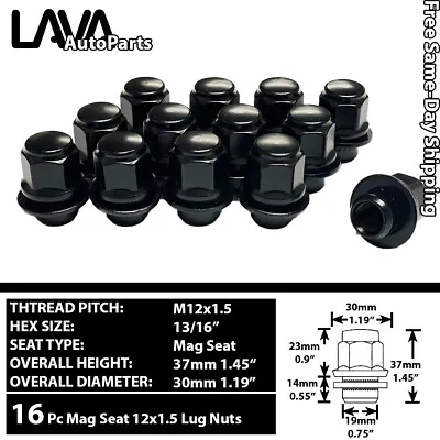 16 Pcs Toyota Lexus Scion 12x1.5 Black Oe Replacement Mag Seat Lug Nuts • $19.99