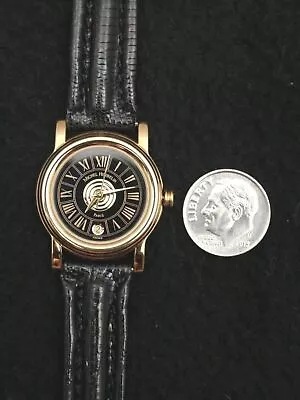 Wrist Watch Michel Herbelin Gold Leather ETA Swiss 7 Jewel France 12877-P23 • $295.96