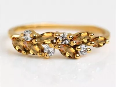Yellow Topaz Ring Marquise Cut Topaz Ring November Birthstone Ring • $46.79