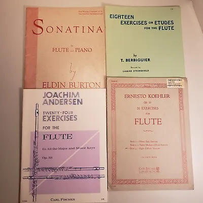 Flute Sheet Music Books Lot Of 4 Solo And Piano Vintage Carl Fisher Inc Songs • $18.97