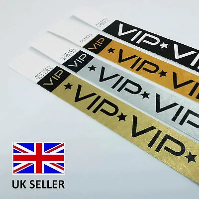 £3.49 • Buy VIP 19mm TYVEK WRISTBANDS Gold/Silver/Bronze/Black/White Nightclub