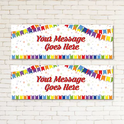 2 Personalised Rainbow Bunting Kids Adult Party Banner Event Decoration Occasion • £3.69