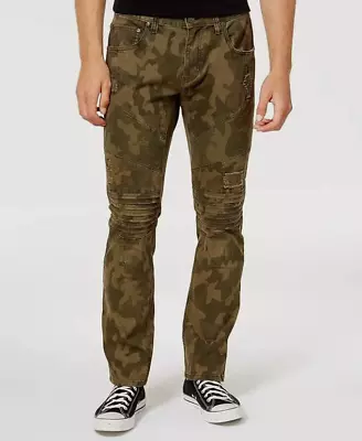 $79 INC Men's Camo Print Berlin Slim Straight Stretch Jeans Olive  Size 34 • $29.98