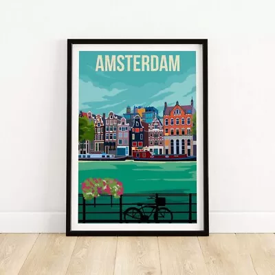 Amsterdam Vintage Travel Poster Choose Your Size • $17.03