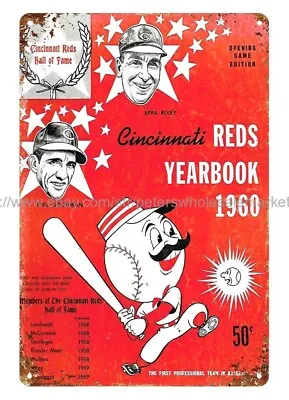 1960 Baseball  Cincinnati Reds Yearbook Metal Tin Sign Bar Decor Ideas • $18.88