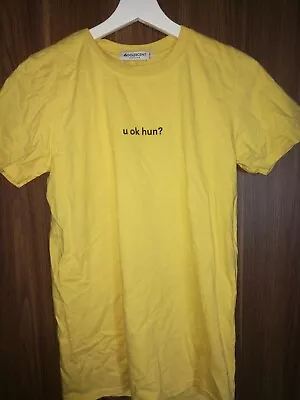 Asos T-shirt Size S Yellowshort Sleeve Regular Fit   U Ok Hun  Motif On Front • £6