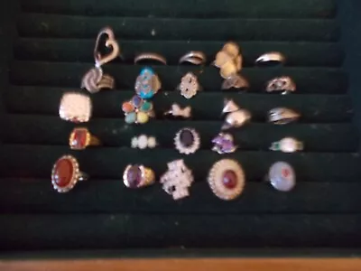 Lot Of 25 Sterling Silver Rings All Mark 925 Size 8-10 • $99.99