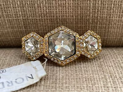 Vince Camuto Women Rings Gold Tone Clear Crystal Accent Tripple Jewelry Size 7.5 • $22.87