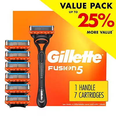 Gillette Fusion5 Razor For Men Handle + 7 Razor Blade Refills Gray • $26.99