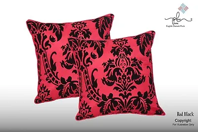 LUXURY CUSHION COVERS LARGE FLOCK DAMASK COVERS 9 LOVELY COLOURS (17  X 17 ) • £3.29