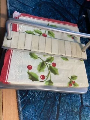 Vintage Napkin Holder - Dispenser . Silver Metal And Marble • £5