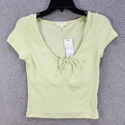 Ultra Flirt Ribbed Tie-Neck Top Juniors' M Butterfly Scoop Neck Pullover S/S~ • $6.71