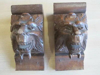 Pair Off Antiques Oak Sculptures Off A Lion • $135