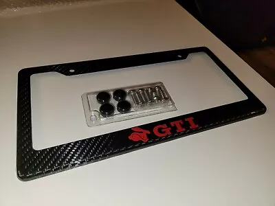 VW GTI RABBIT Fast Red 100% Carbon Fiber License Plate Frame + Screw Caps • $45